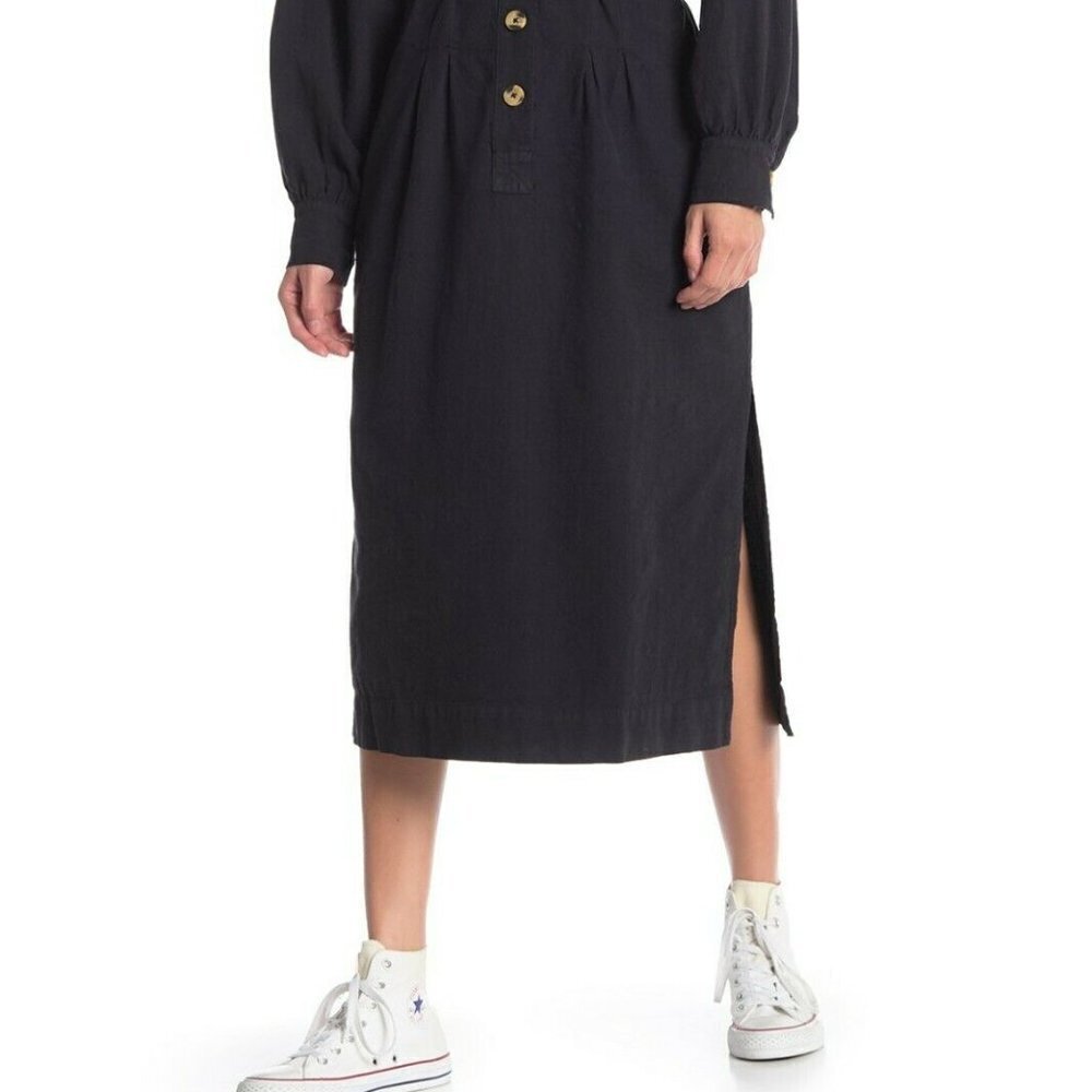 Free People Audrey Circle Shirt Dress Black S - Picture 4 of 8